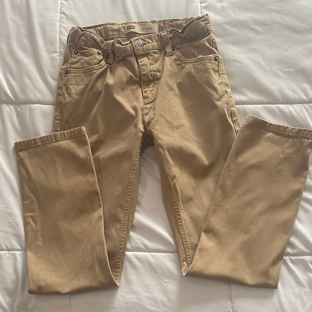 Boys Levi's Tan Slim Straight Pants 14 Regular